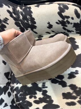 Women’s Ugg Taupe Suede Platform Ankle Boots